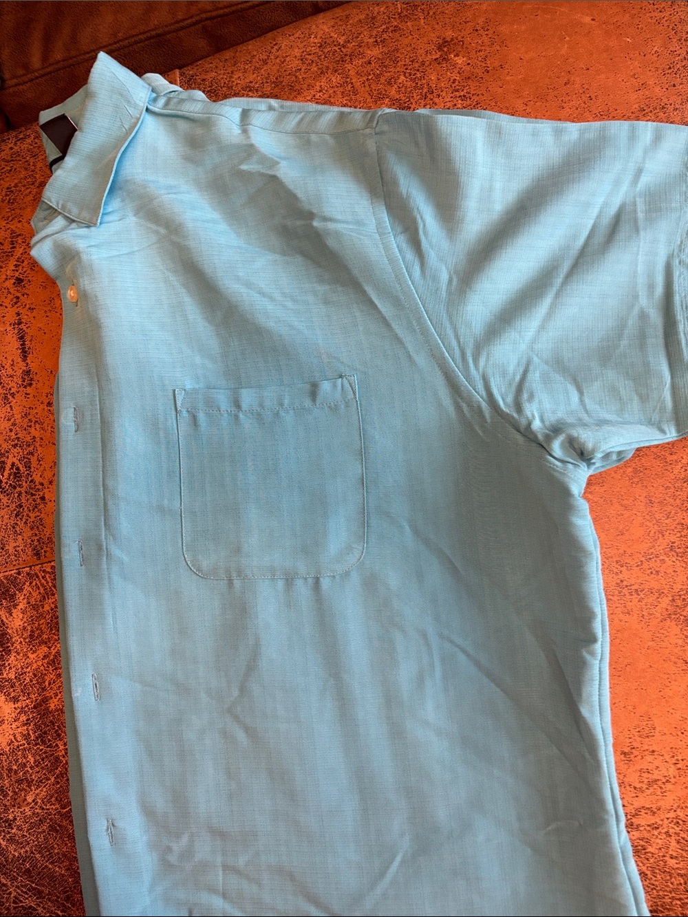 Van Heusen Light Blue Short-Sleeve Casual Button-Down Shirt